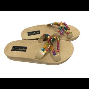 Beaded Straps Flat Sandals